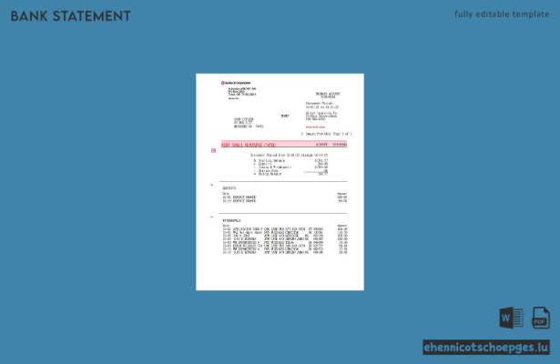 USA Bank of Oklahoma Kontoauszug – Beispielansicht